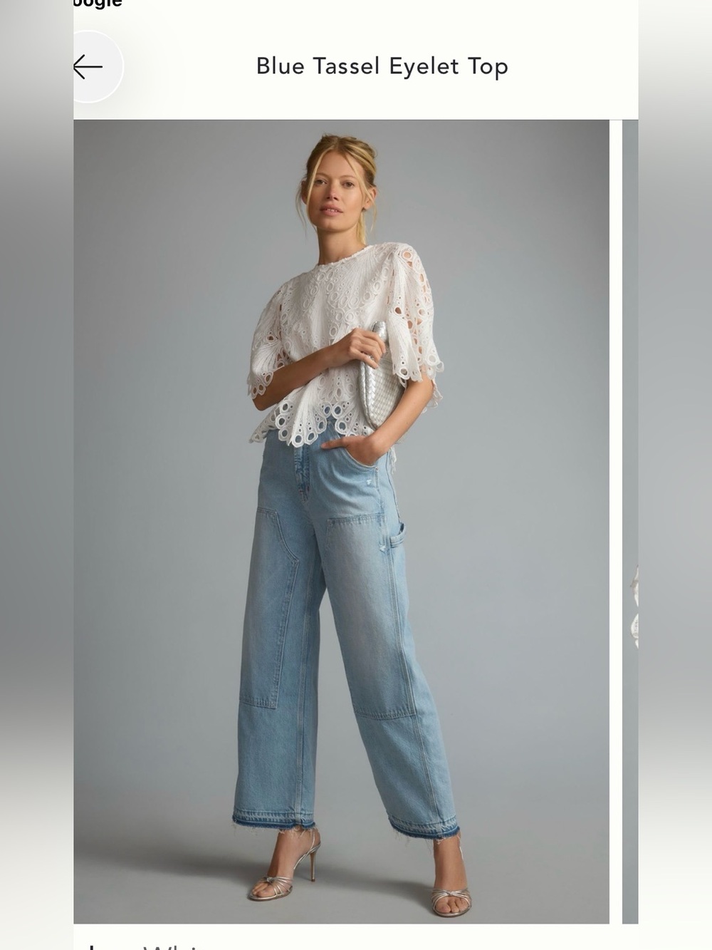 Eyelet Tassel Top - White
